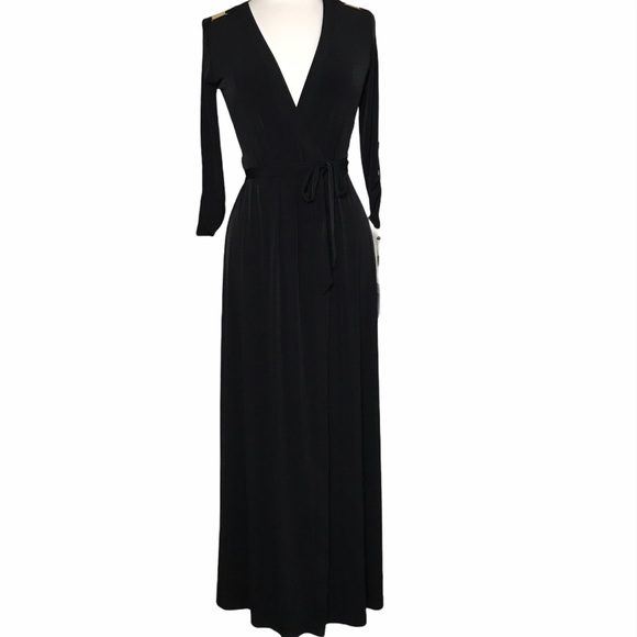 Long Sleeve Wrap Maxi Dress 